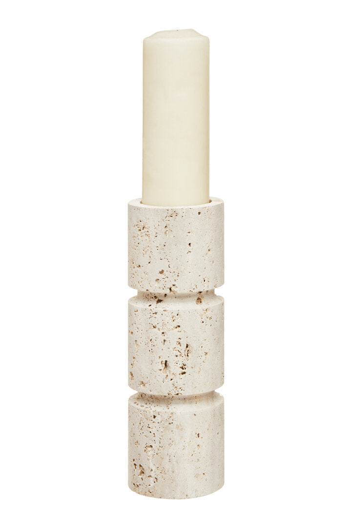 Roman Travertine Large Candle Holder