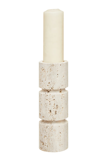 Roman Travertine Large Candle Holder