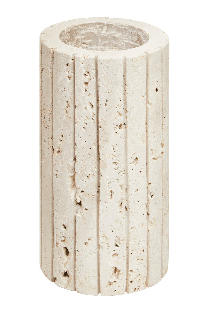 Roman Travertine Ribbed Vase