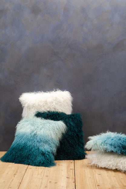 Regis Mongolian Fur White Square Cushion