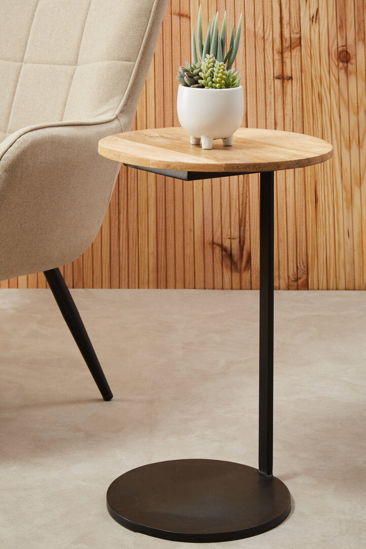 Aria Side Table With Round Wooden Top