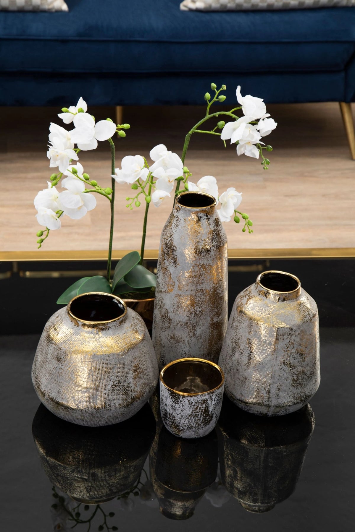 Gildora Small Grey And Gold Ceramic Vase