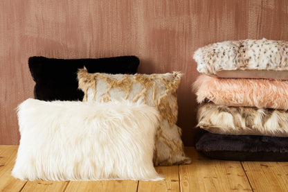 Folia Grey Rectangular Fur Cushion