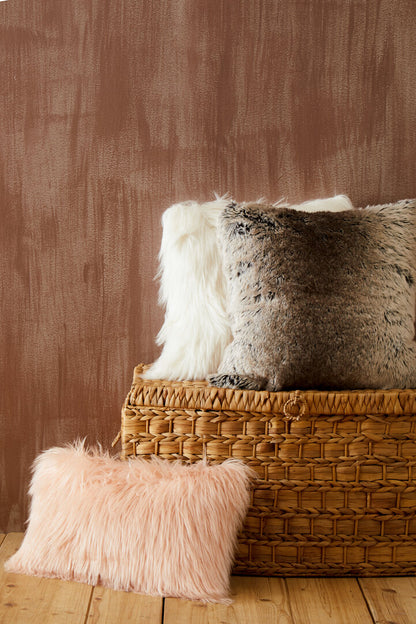 Folia Cream Square Fur Cushion
