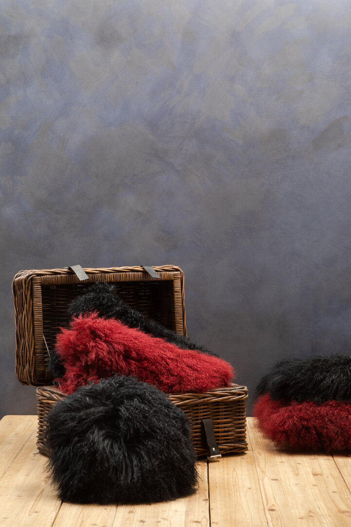 Regis Mongolian Fur Black Rectangular Cushion