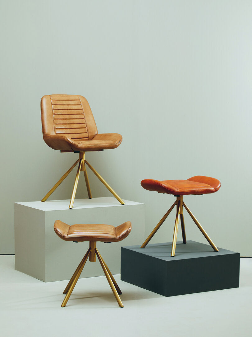 Dakota Tan Leather Footstool