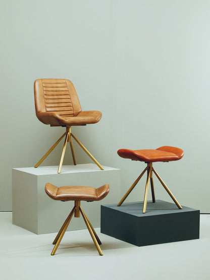 Dakota Tan Leather Footstool