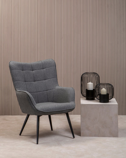 Nordic Grey Fabric Armchair