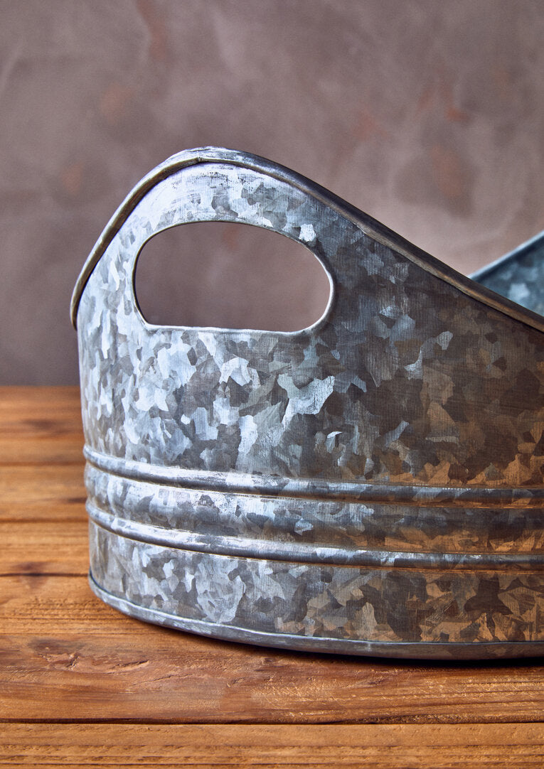 Estate Set Of Two Galvanised Steel Oval Trays