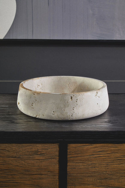 Roman Travertine Bowl with Raised Edges