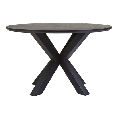 Ancoats Black Wood Veneer Round Dining Table With Metal Legs