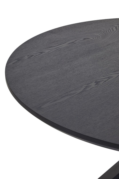 Ancoats Black Wood Veneer Round Dining Table With Metal Legs