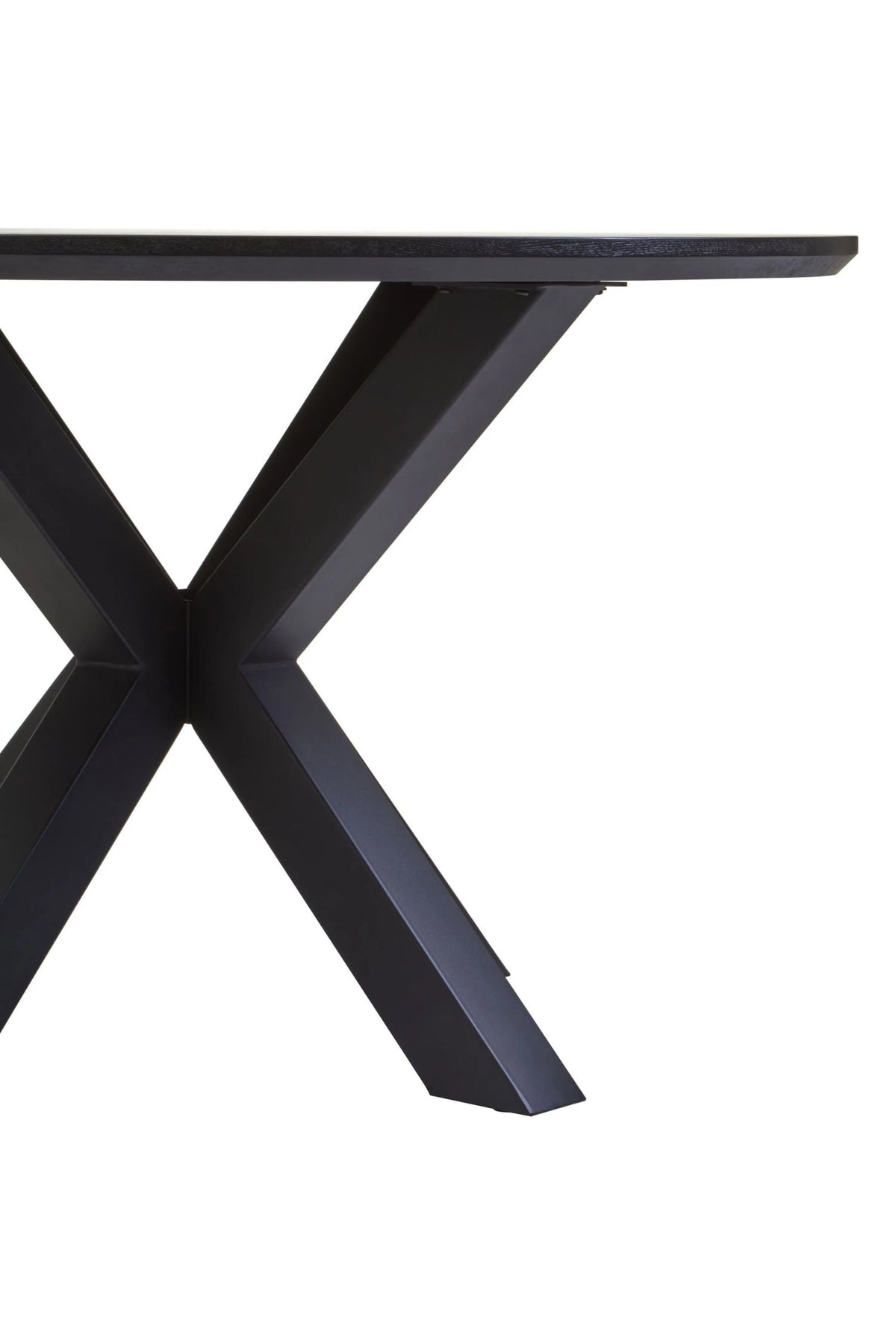 Ancoats Black Wood Veneer Round Dining Table With Metal Legs
