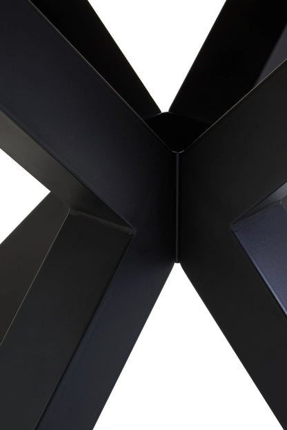 Ancoats Black Wood Veneer Round Dining Table With Metal Legs