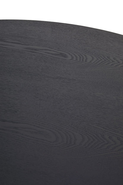 Ancoats Black Wood Veneer Round Dining Table With Metal Legs