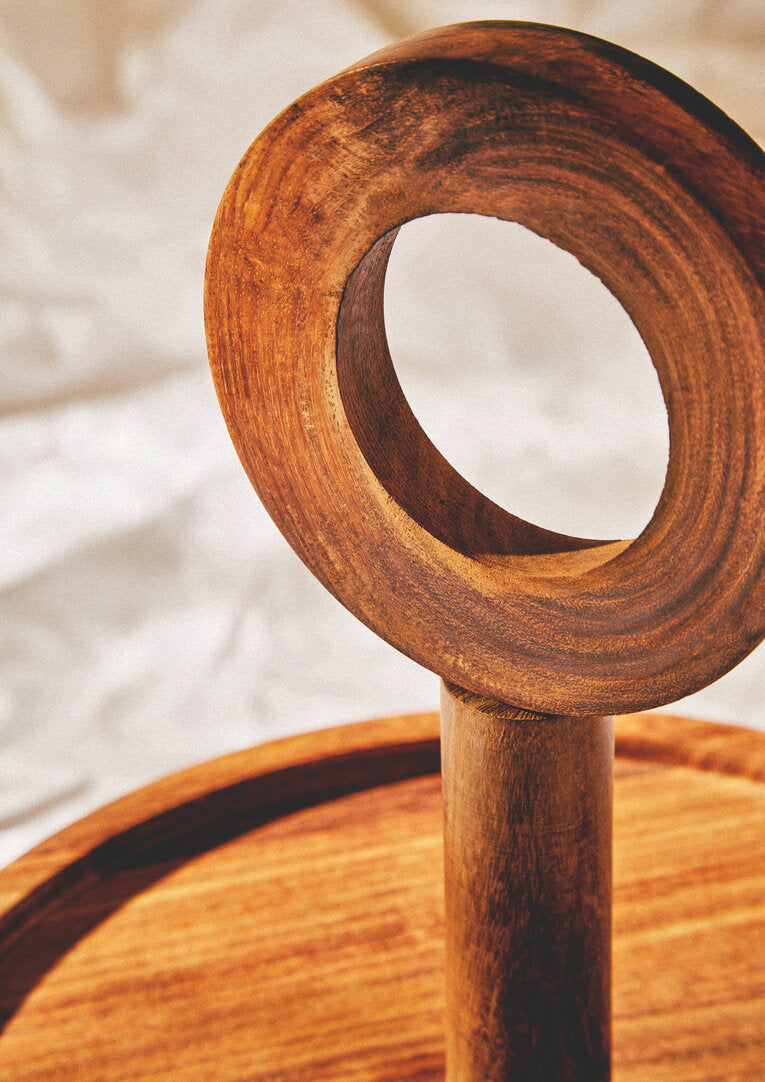 Rhythm Sheesham Wood Two Tier Cake Stand