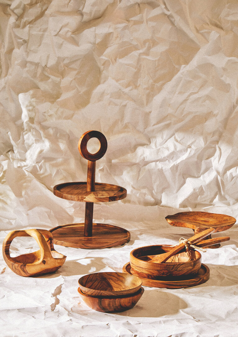 Rhythm Sheesham Wood Two Tier Cake Stand