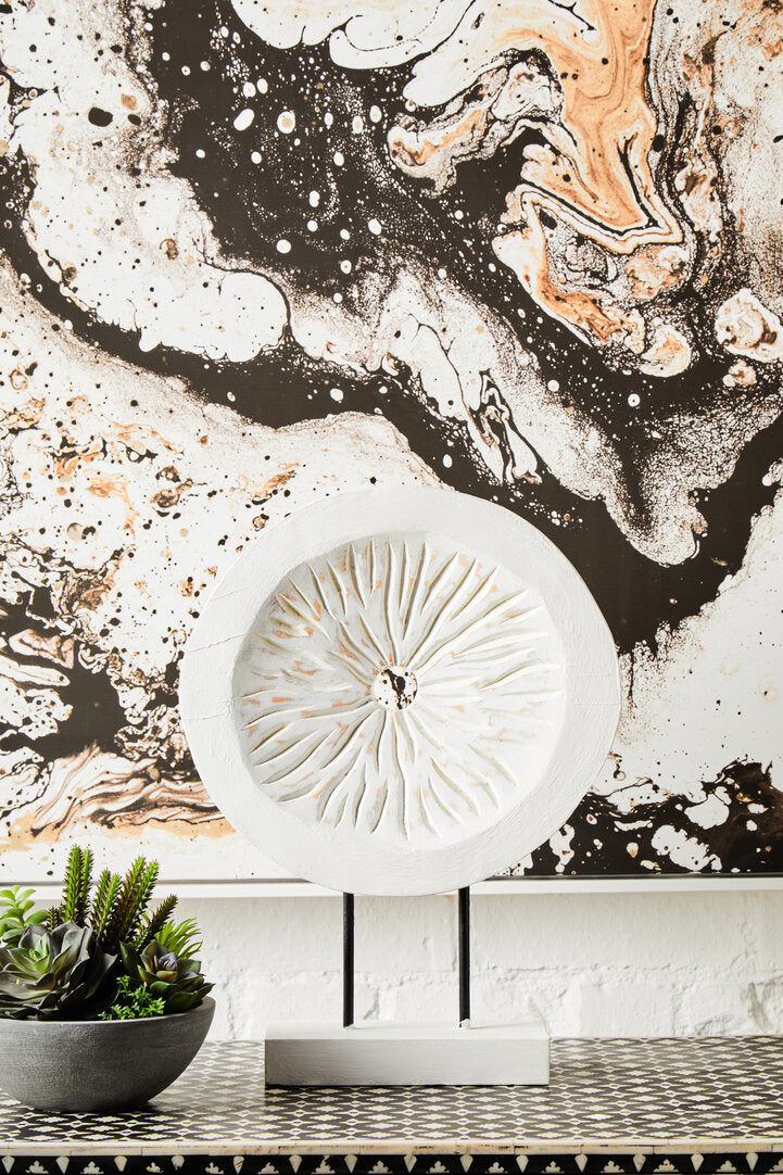 Vanguard Small Distressed White Mango Wood Sculpture