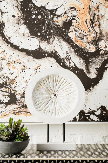 Vanguard Small Distressed White Mango Wood Sculpture