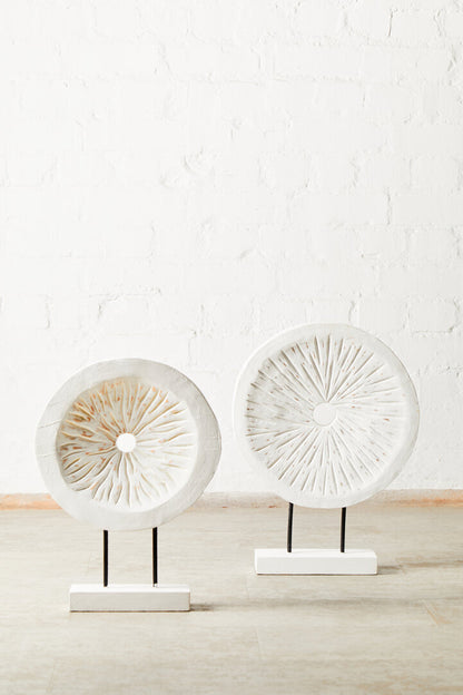 Vanguard Small Distressed White Mango Wood Sculpture