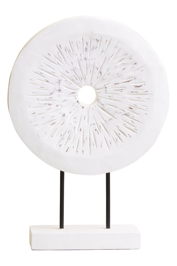 Vanguard Small Distressed White Mango Wood Sculpture