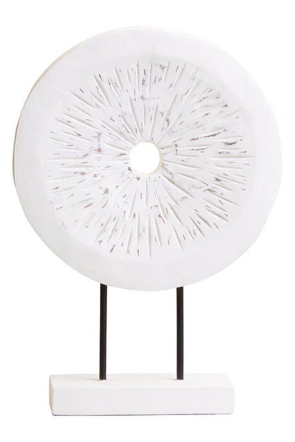 Vanguard Small Distressed White Mango Wood Sculpture