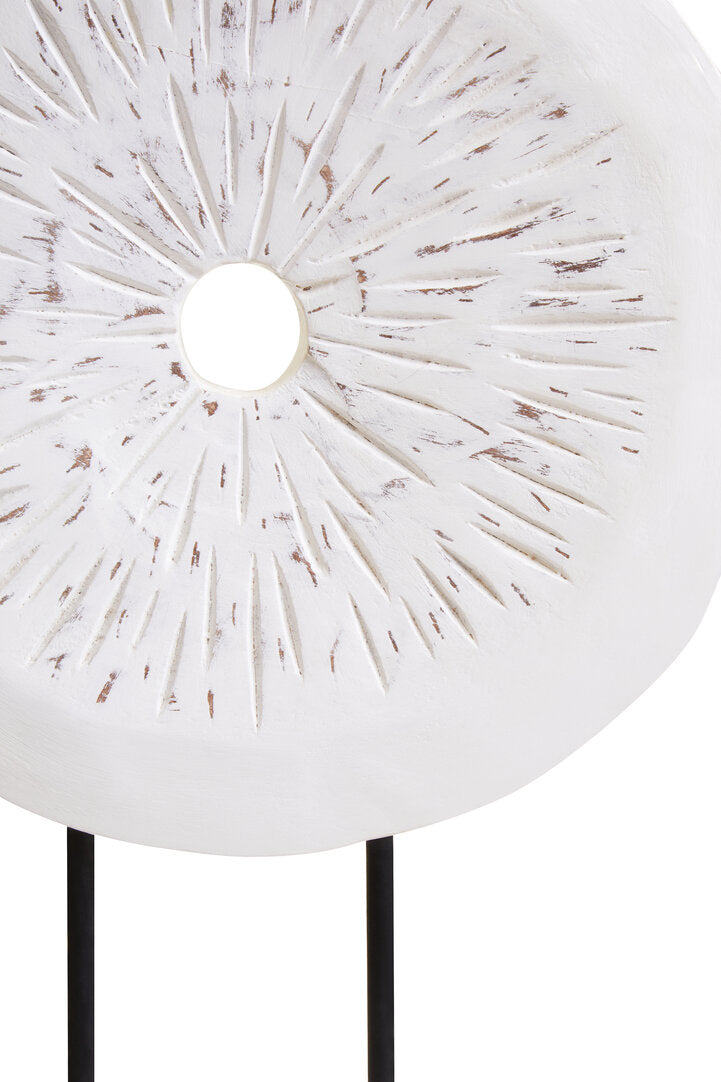 Vanguard Small Distressed White Mango Wood Sculpture