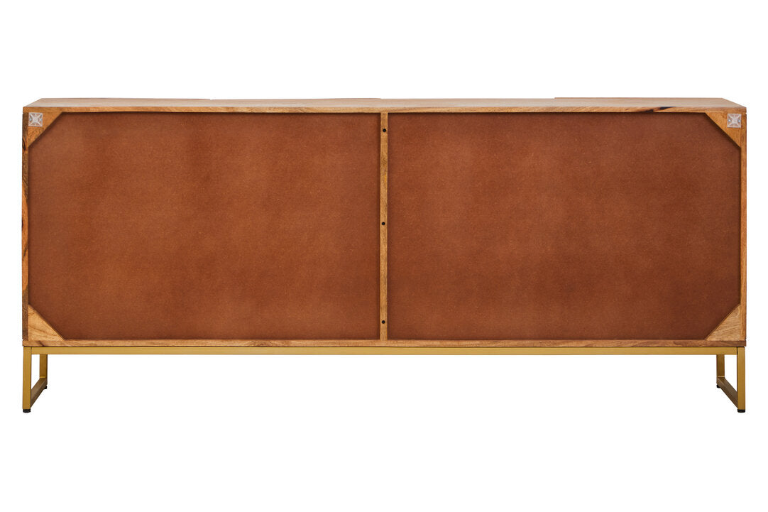 Teoman Mango Wood Paper Rope Detail Four Door Sideboard