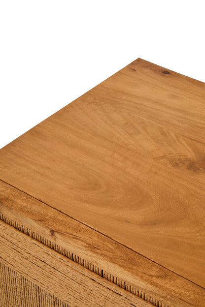 Teoman Mango Wood Paper Rope Detail Four Door Sideboard