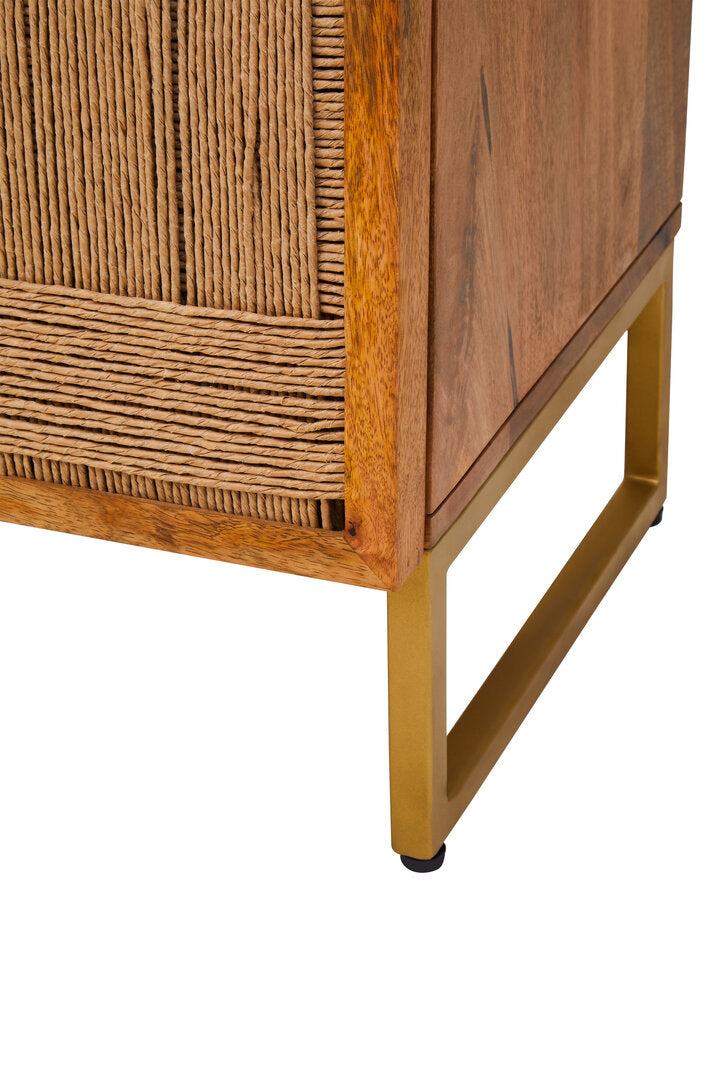 Teoman Mango Wood Paper Rope Detail Four Door Sideboard
