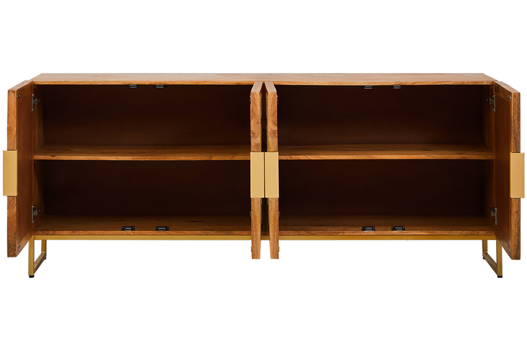 Teoman Mango Wood Paper Rope Detail Four Door Sideboard