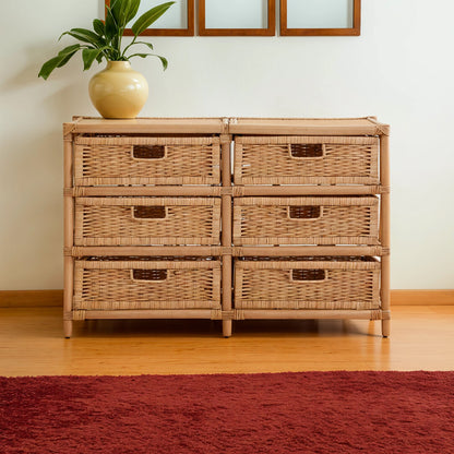 Rinjani Natural Rattan Six Drawer Chest