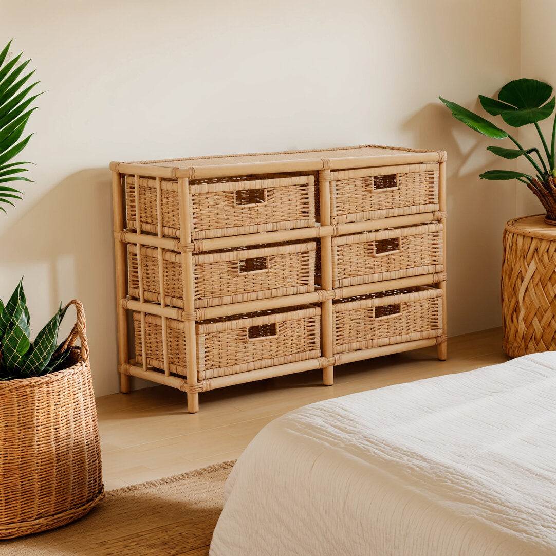 Rinjani Natural Rattan Six Drawer Chest