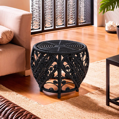 Rinjani Black Natural Rattan Side Table