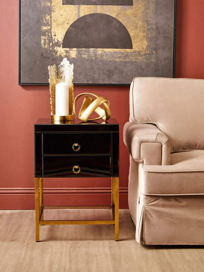 Chelsea Townhouse Black 2 Drawer Side Table
