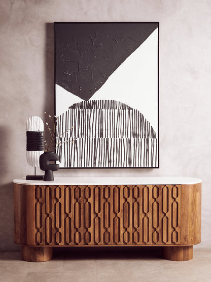 Vanguard Black and White Mango Wood Oblong Sculpture