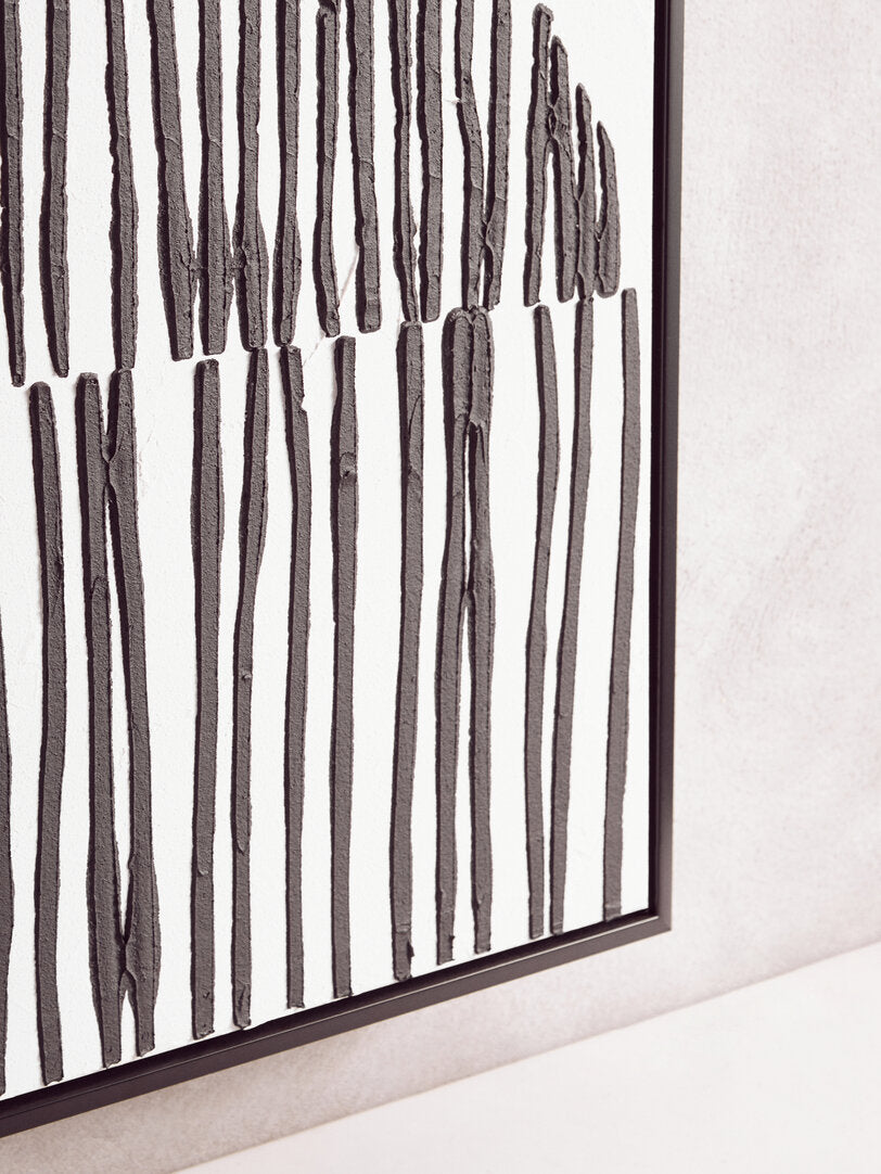 Modernist Black and White Abstract Hand Painted Wall Art