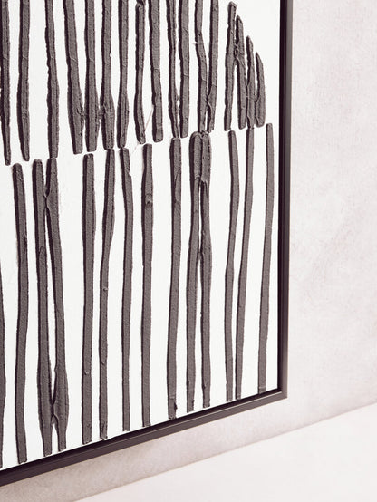Modernist Black and White Abstract Hand Painted Wall Art