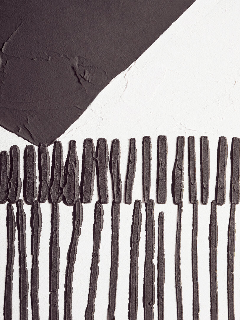 Modernist Black and White Abstract Hand Painted Wall Art