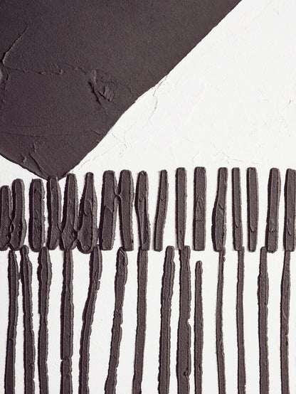 Modernist Black and White Abstract Hand Painted Wall Art