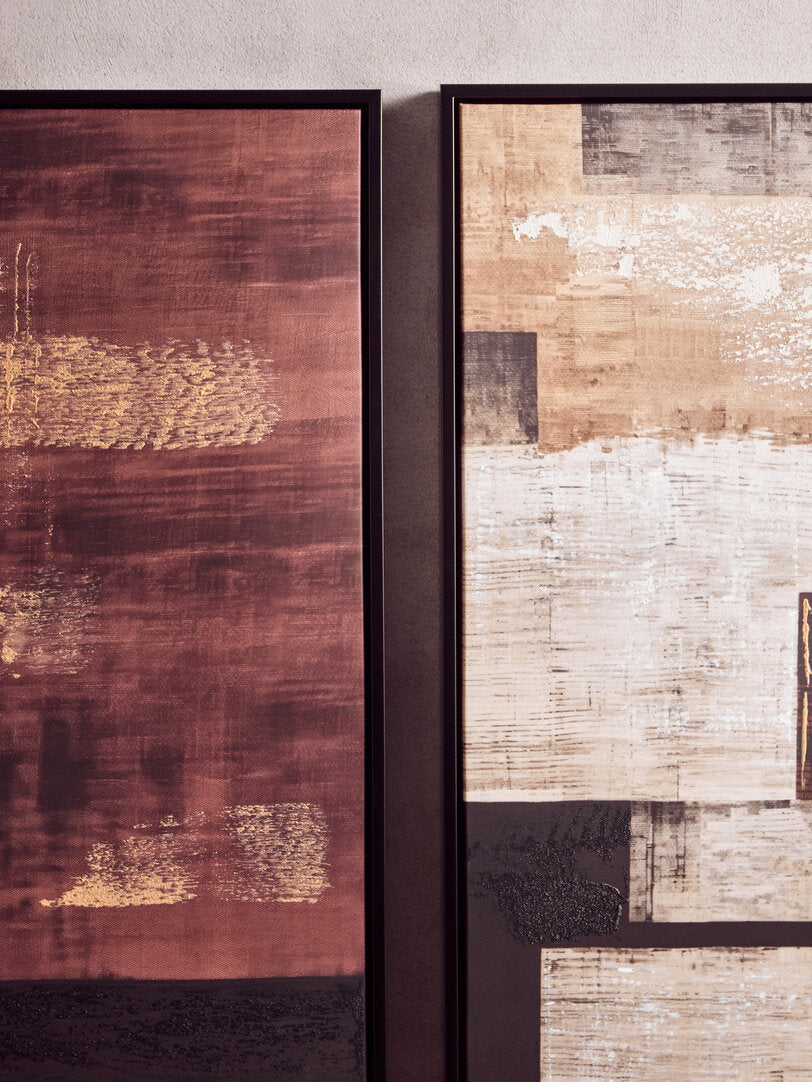 Modernist Set of 2 Geometric Abstract Canvas Wall Art