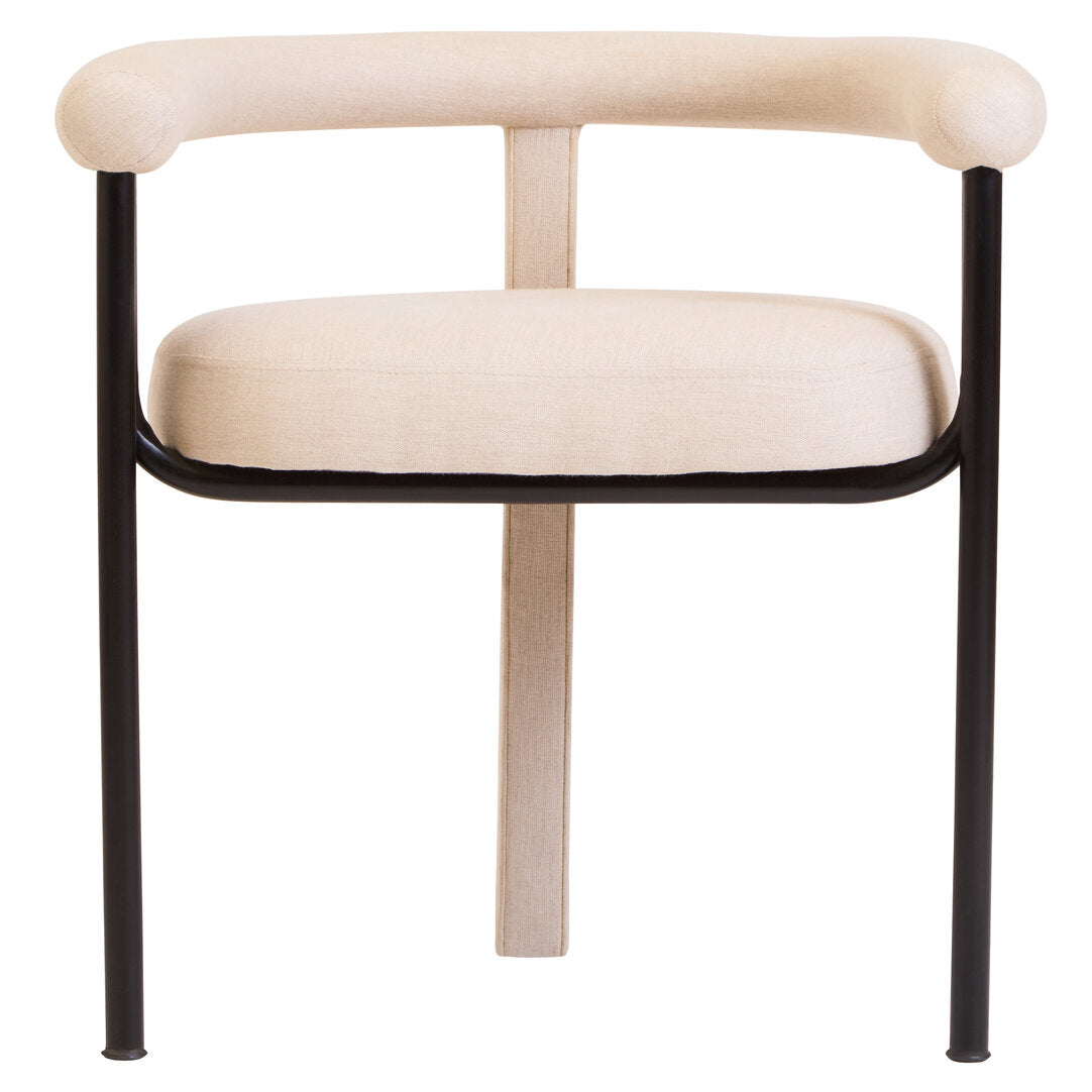 Sicily Cream Texture Linen Dining Chair with Black Metal Frame