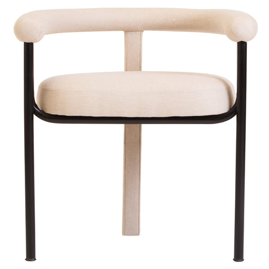Sicily Cream Texture Linen Dining Chair with Black Metal Frame