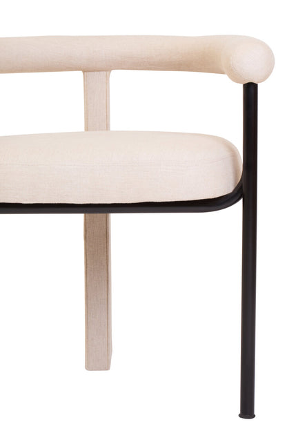 Sicily Cream Texture Linen Dining Chair with Black Metal Frame