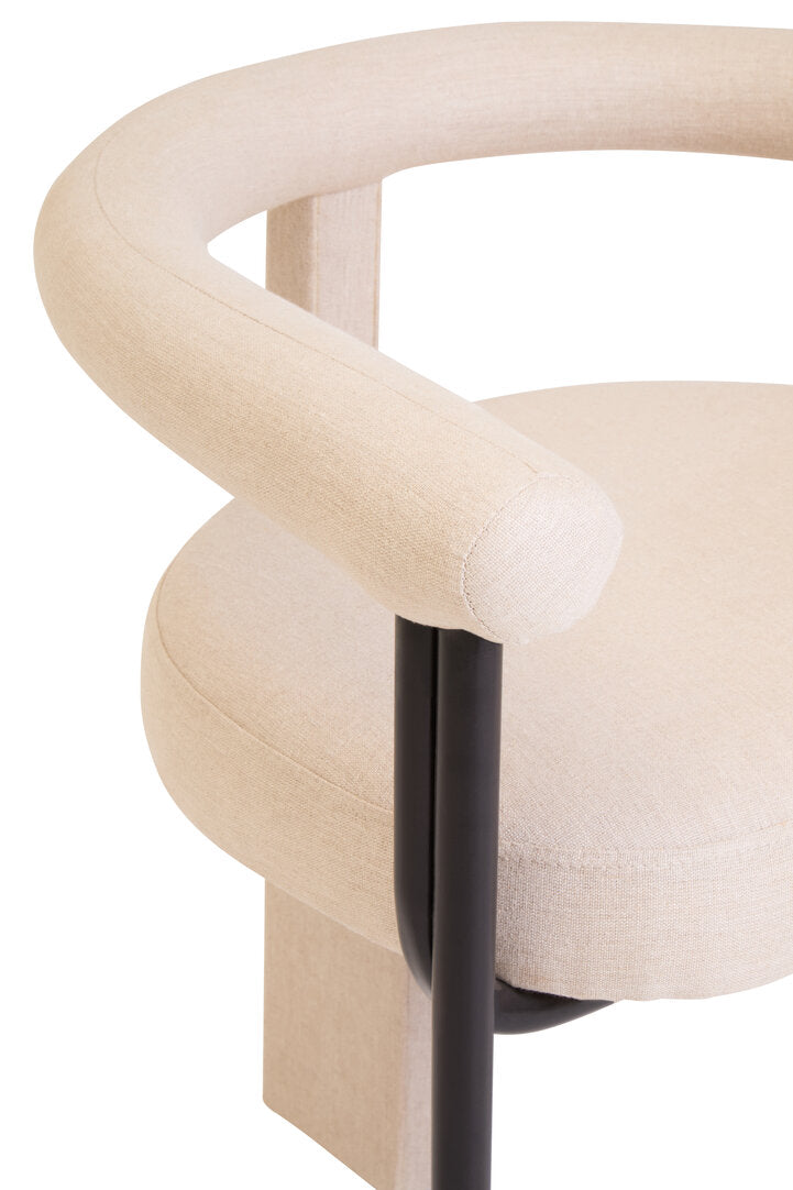 Sicily Cream Texture Linen Dining Chair with Black Metal Frame