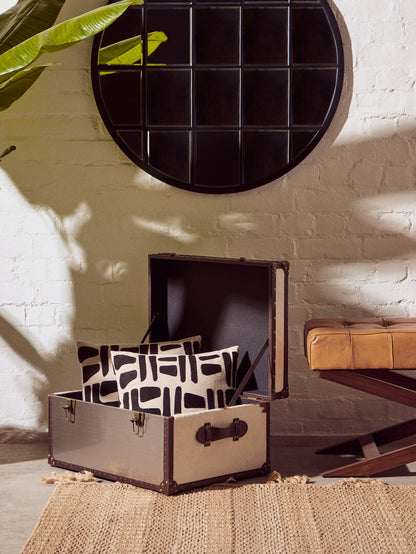 Zola Natural And Black Square Cushion