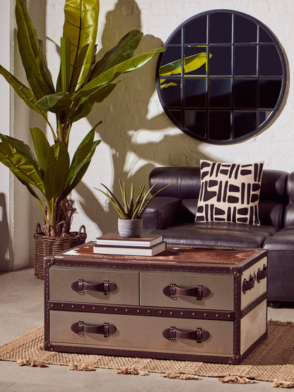 Zola Natural And Black Square Cushion