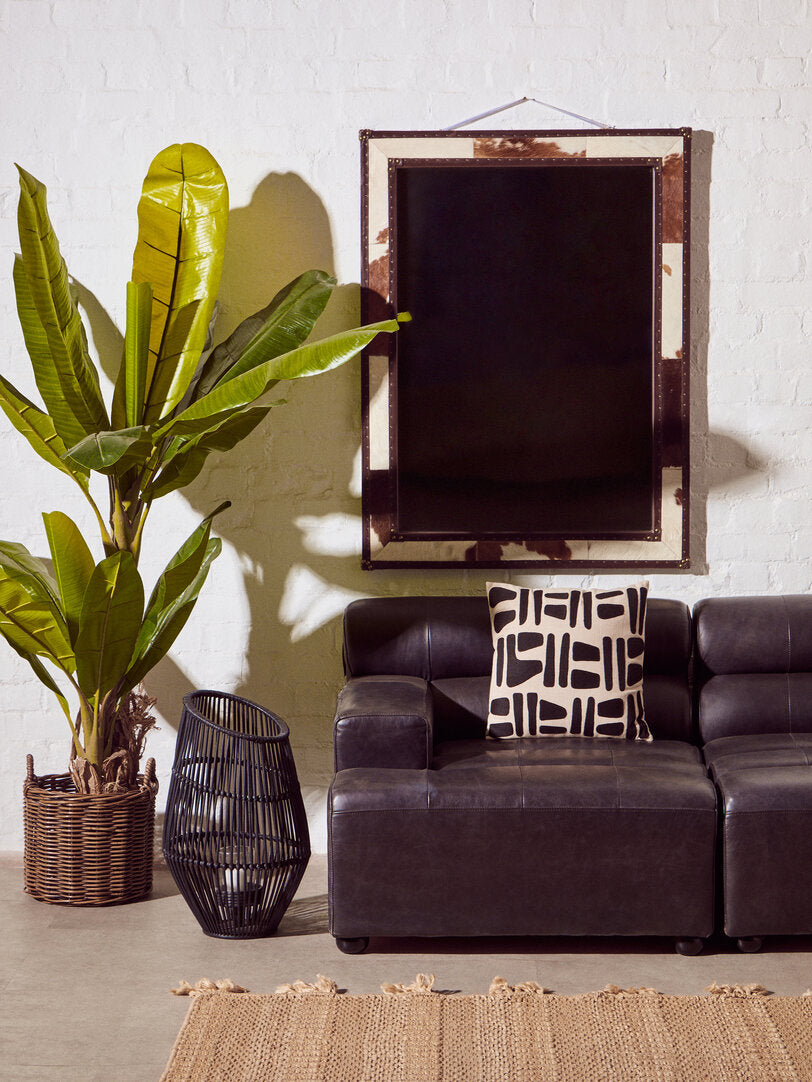 Zola Natural And Black Square Cushion