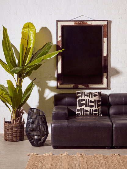 Zola Natural And Black Square Cushion