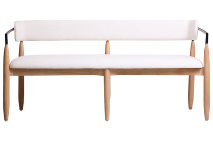 Uno Cream Textured Fabric Dining Bench with Wood Frame